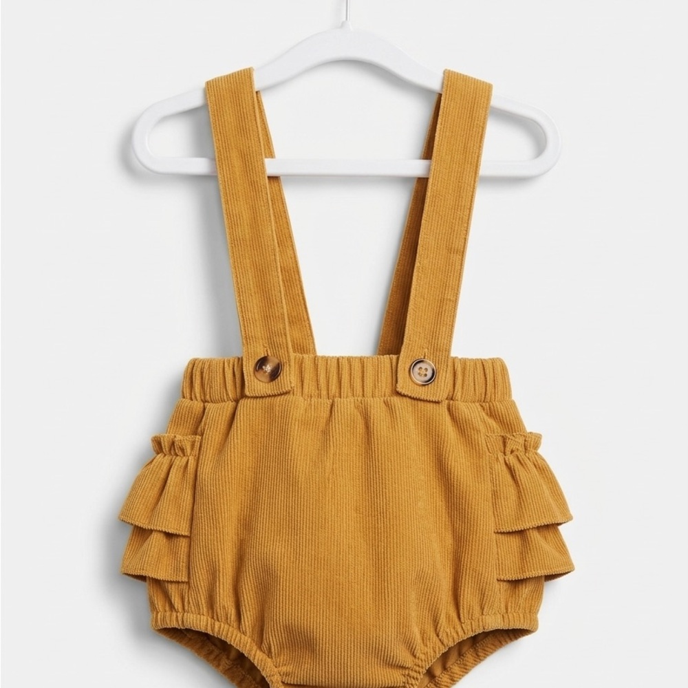 Adorable Mustard Baby Suspender Bloomers